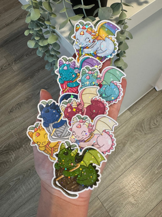 Sticker Drache Wolle kawaii häkeln
