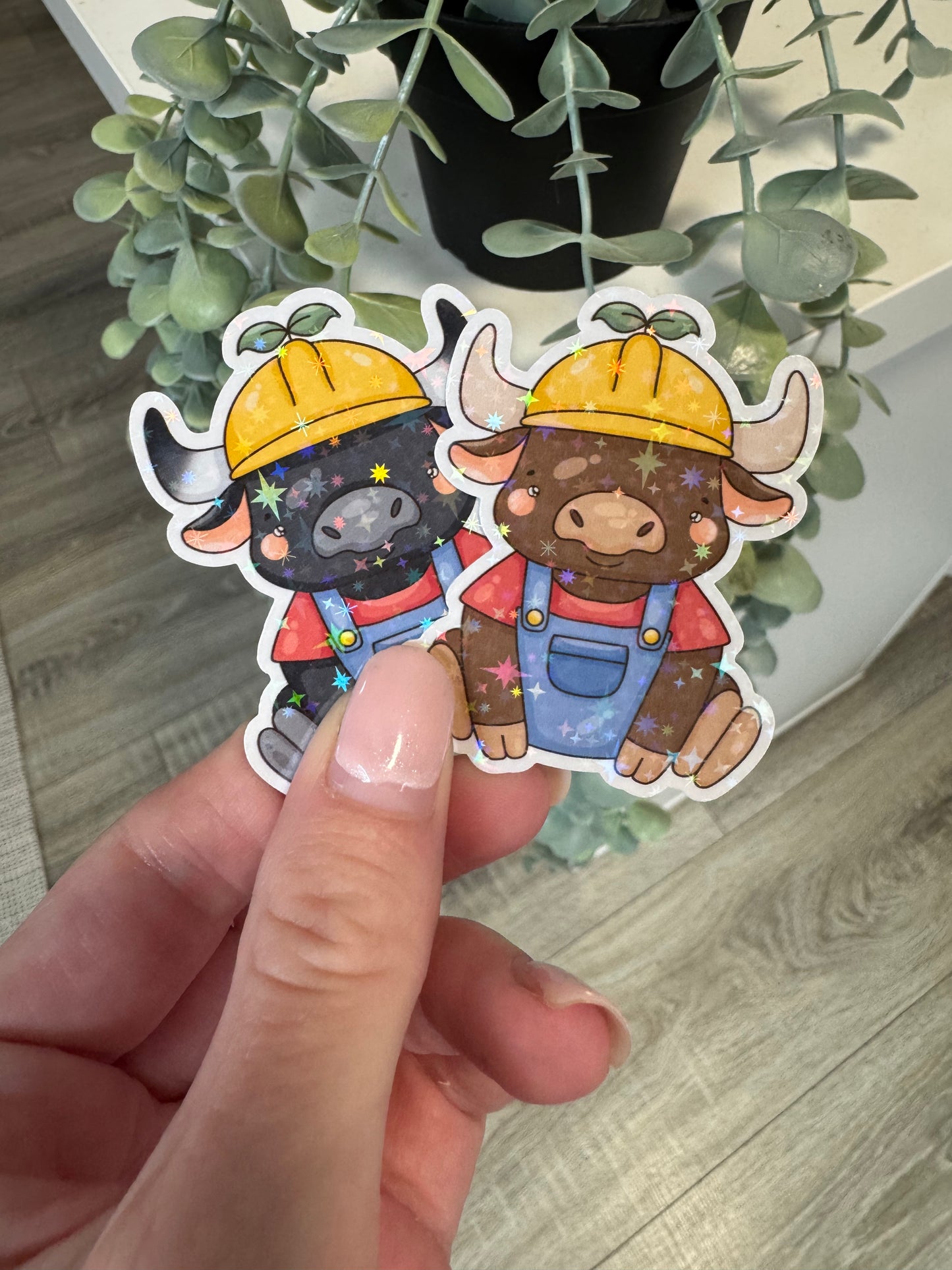 Sticker Stier Bauarbeiter kawaii
