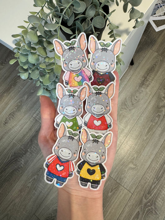 Sticker Esel im Trikot kawaii