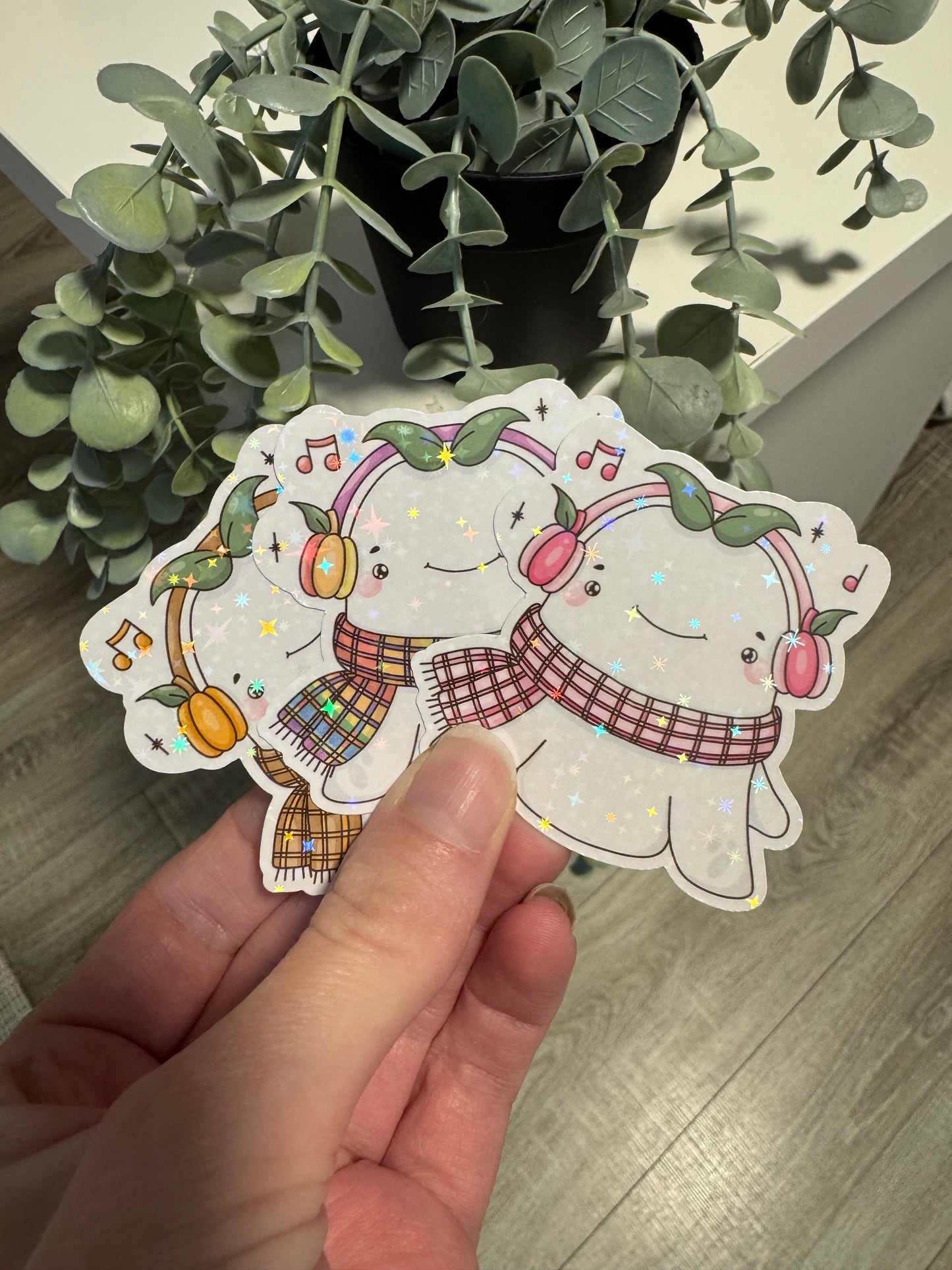 Sticker Geist mit Kopfhörern kawaii