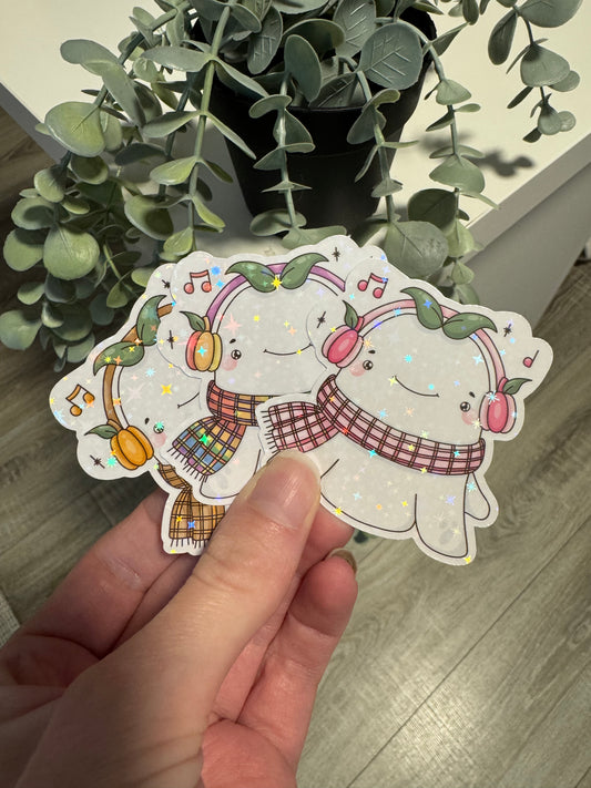 Sticker Geist mit Kopfhörern kawaii