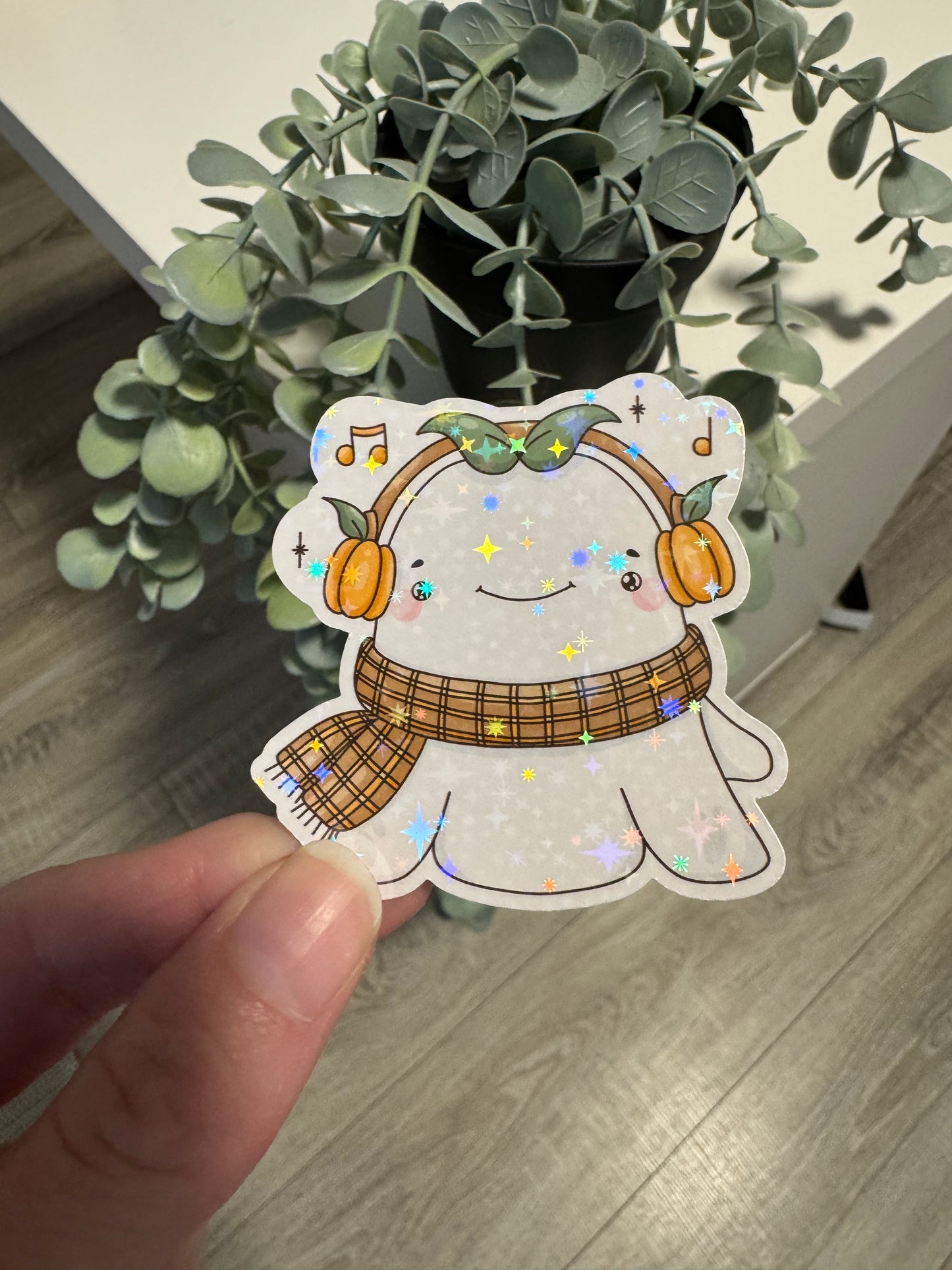 Sticker Geist mit Kopfhörern kawaii
