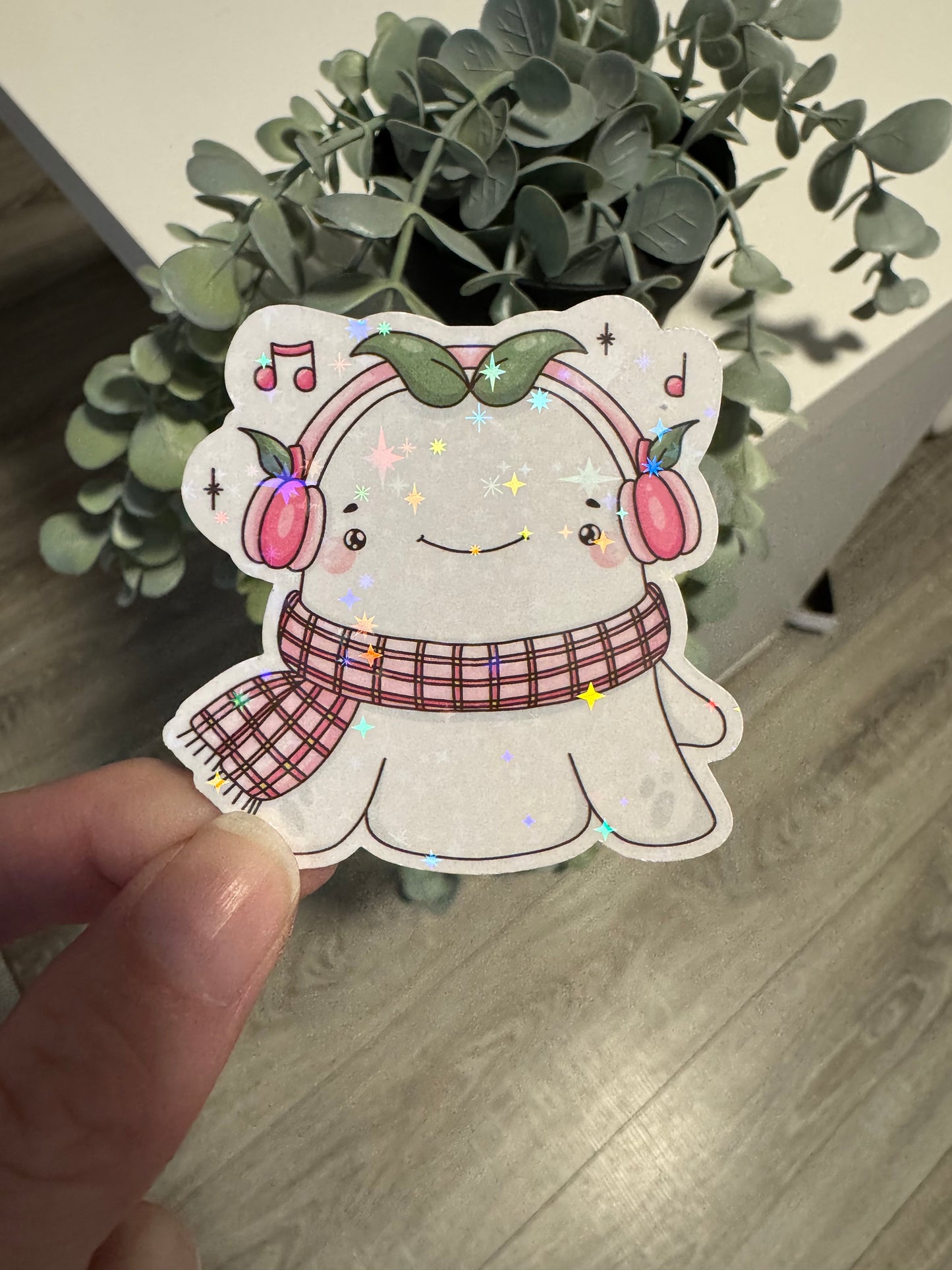 Sticker Geist mit Kopfhörern kawaii