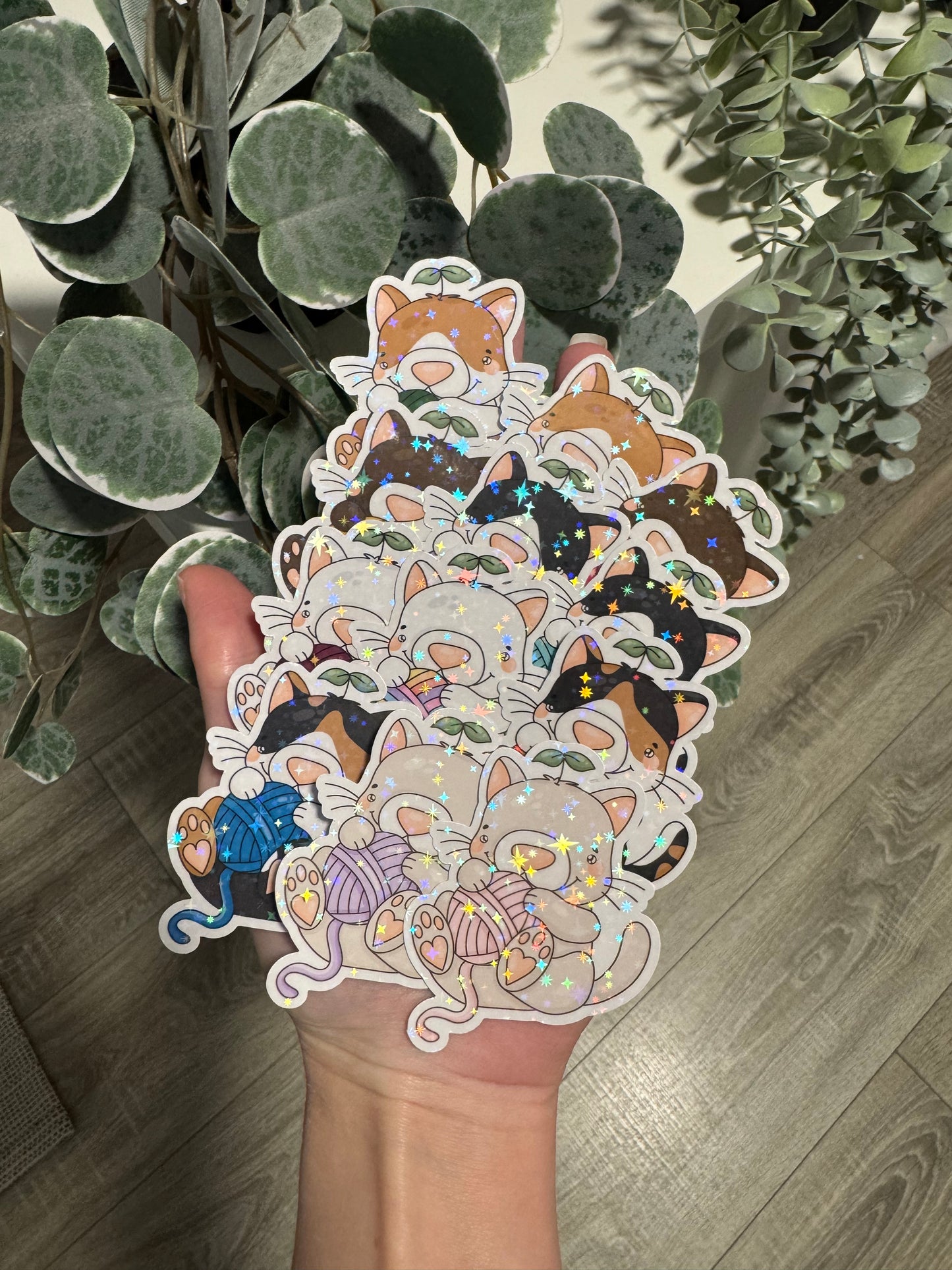 Sticker Katze Wollknäuel kawaii