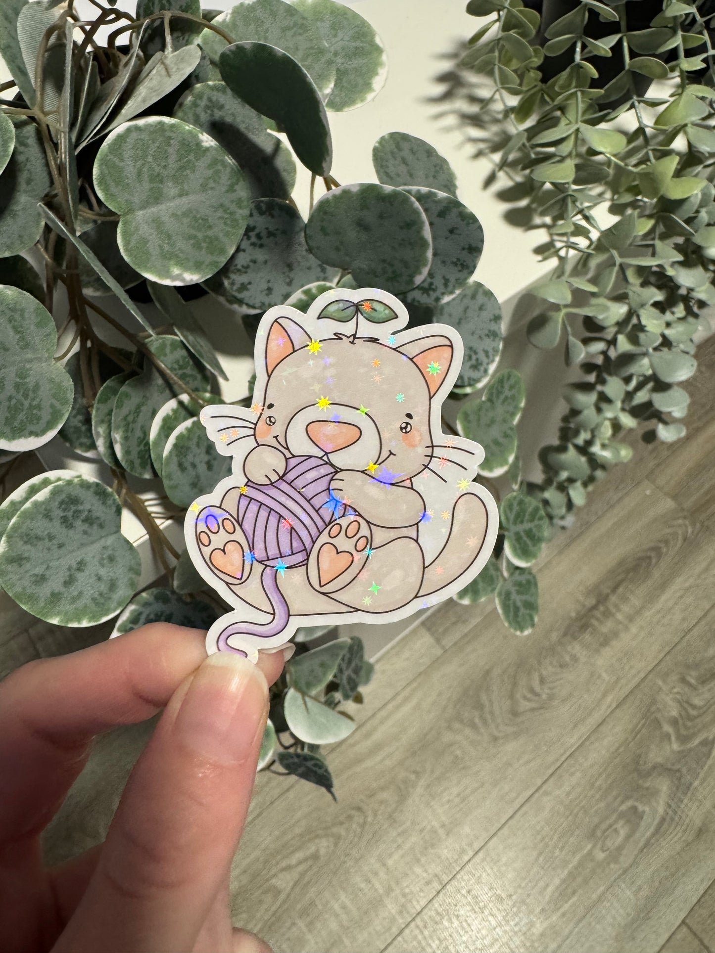 Sticker Katze Wollknäuel kawaii