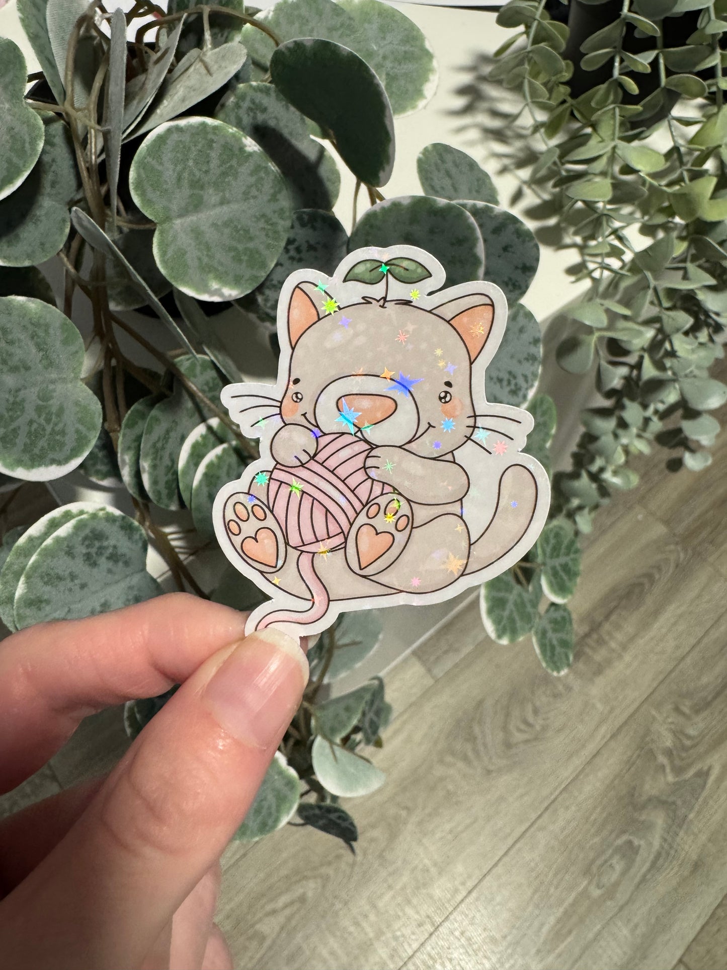 Sticker Katze Wollknäuel kawaii