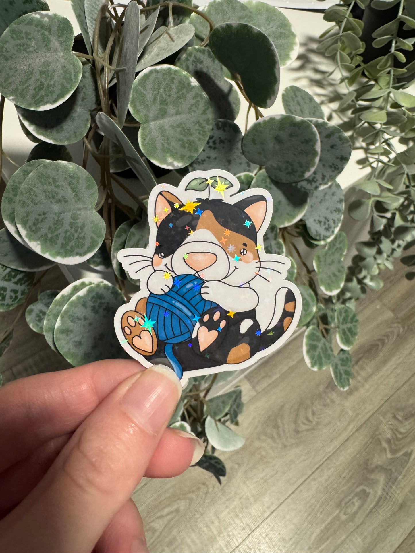 Sticker Katze Wollknäuel kawaii