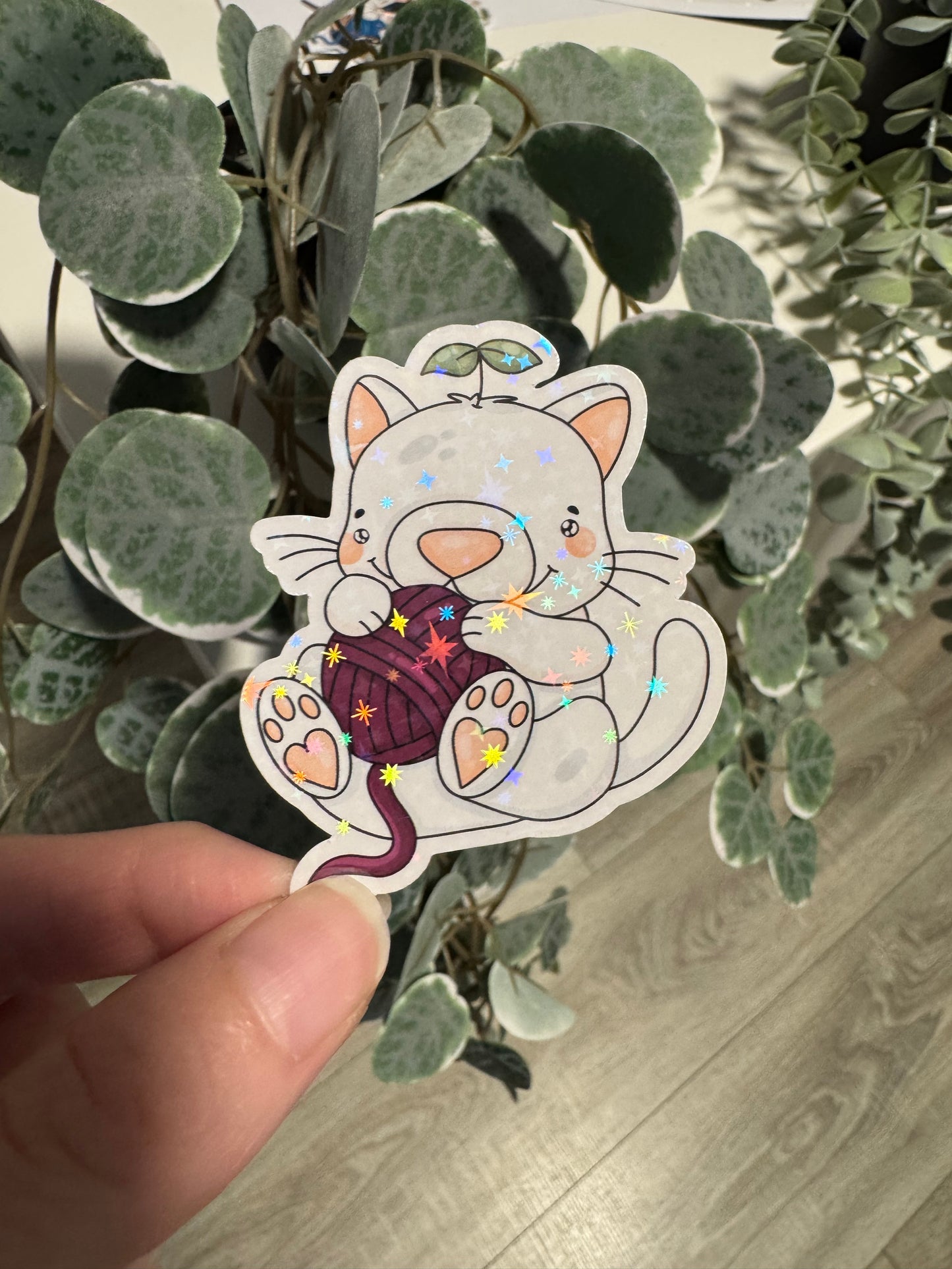 Sticker Katze Wollknäuel kawaii