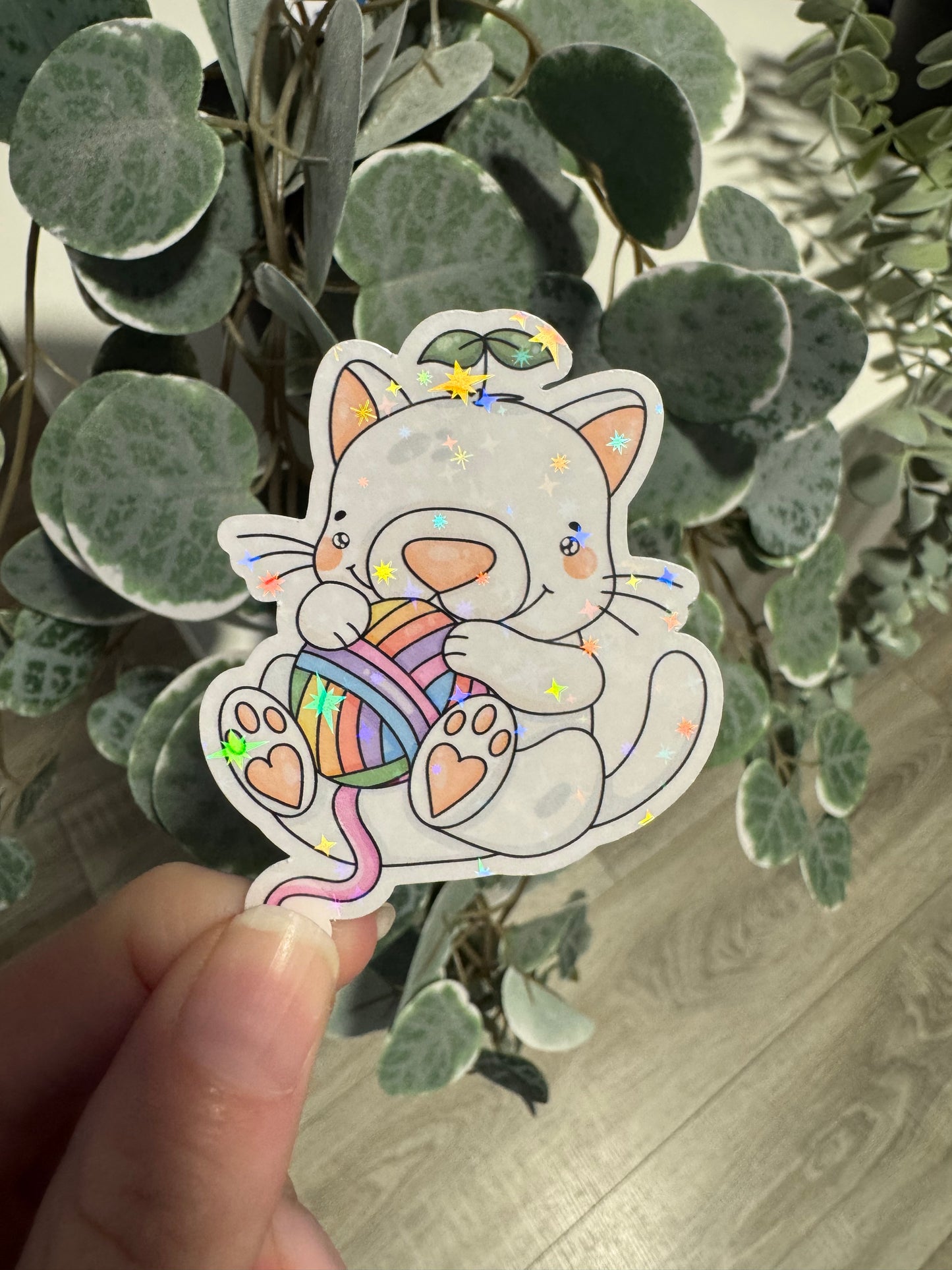 Sticker Katze Wollknäuel kawaii