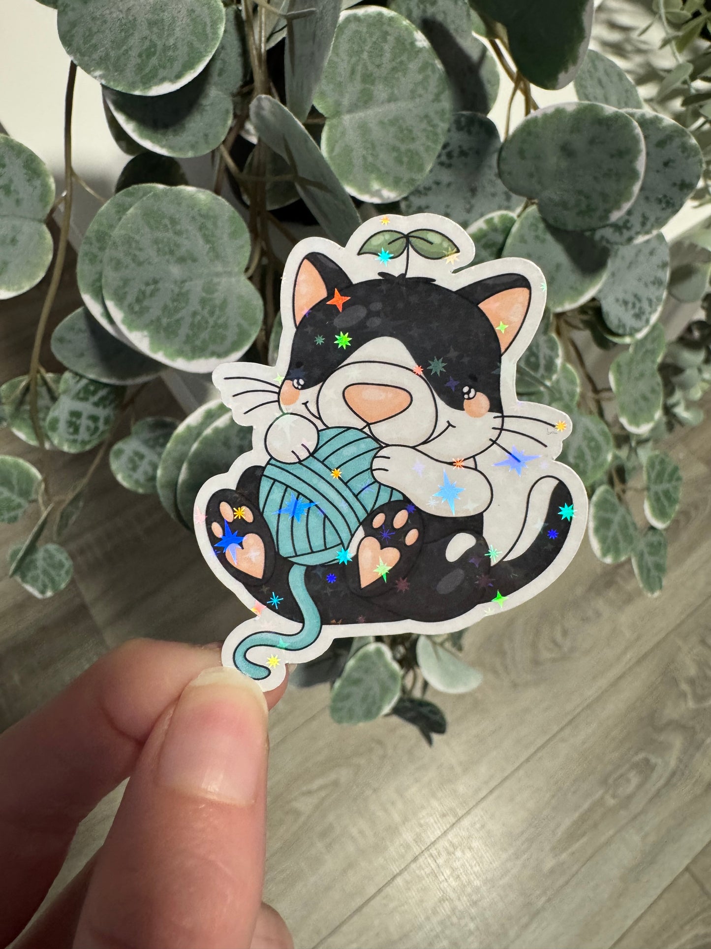 Sticker Katze Wollknäuel kawaii