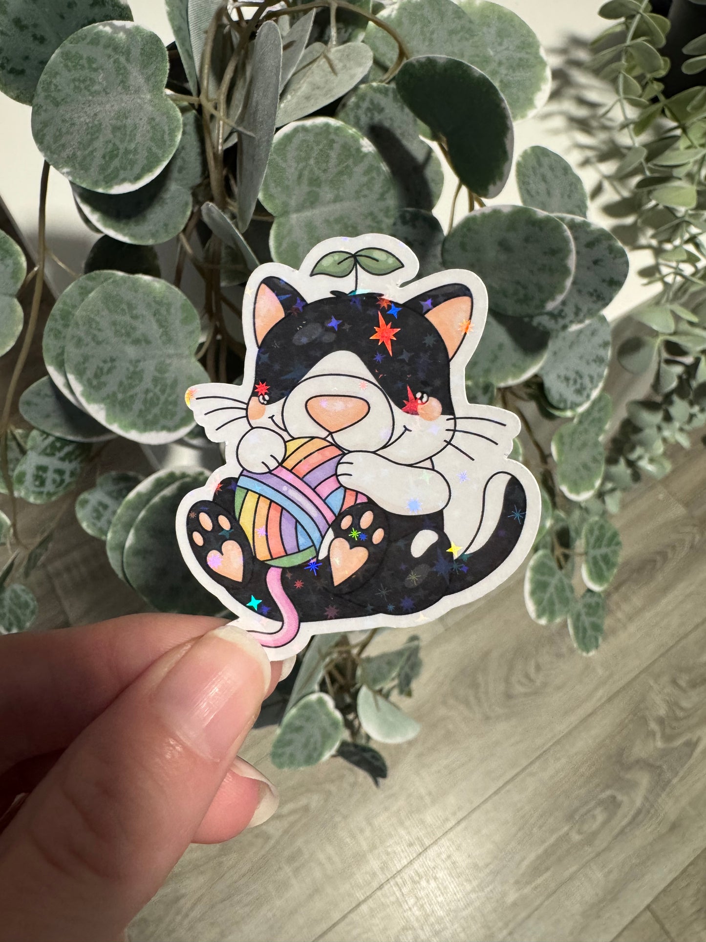 Sticker Katze Wollknäuel kawaii