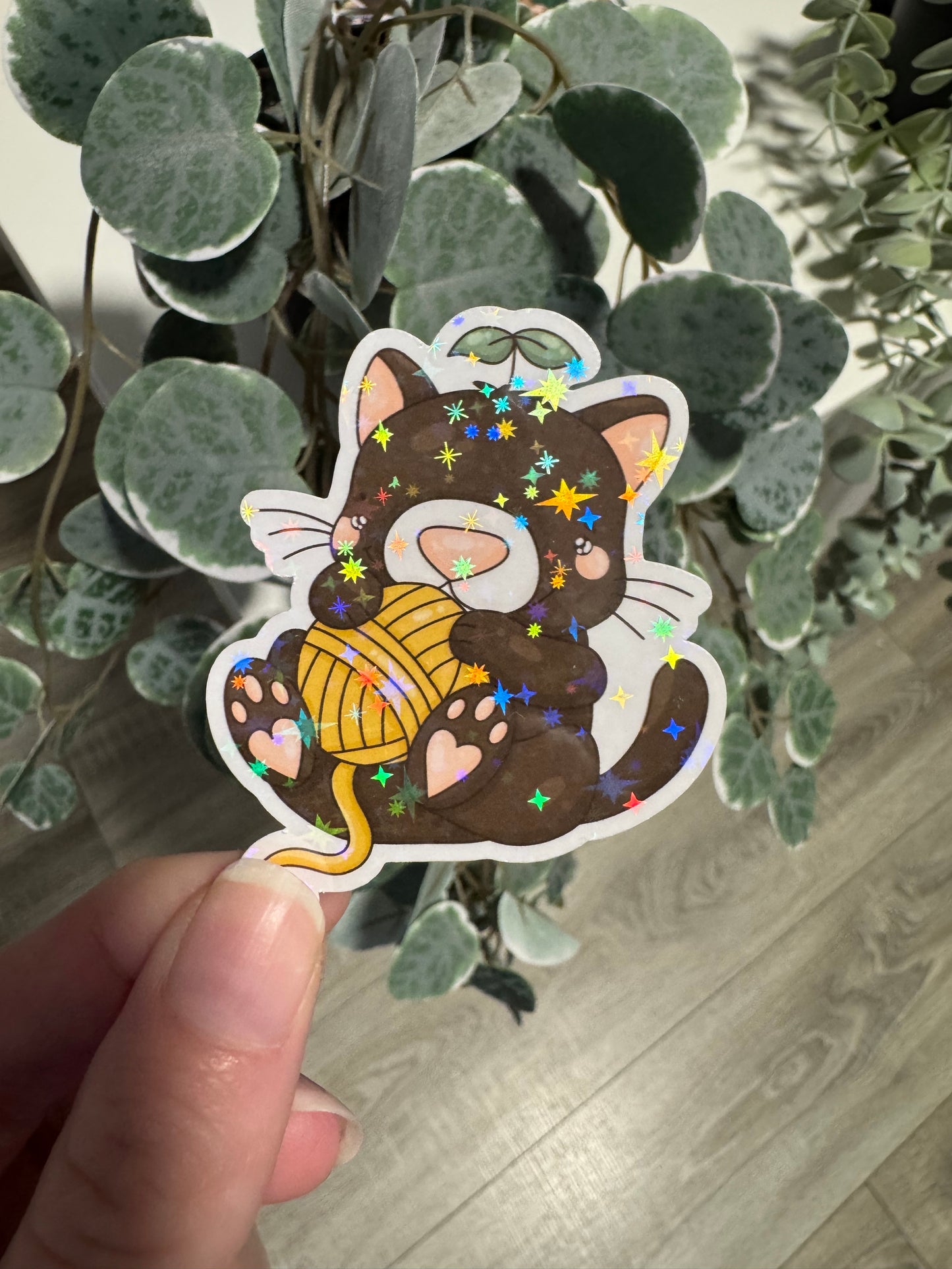 Sticker Katze Wollknäuel kawaii