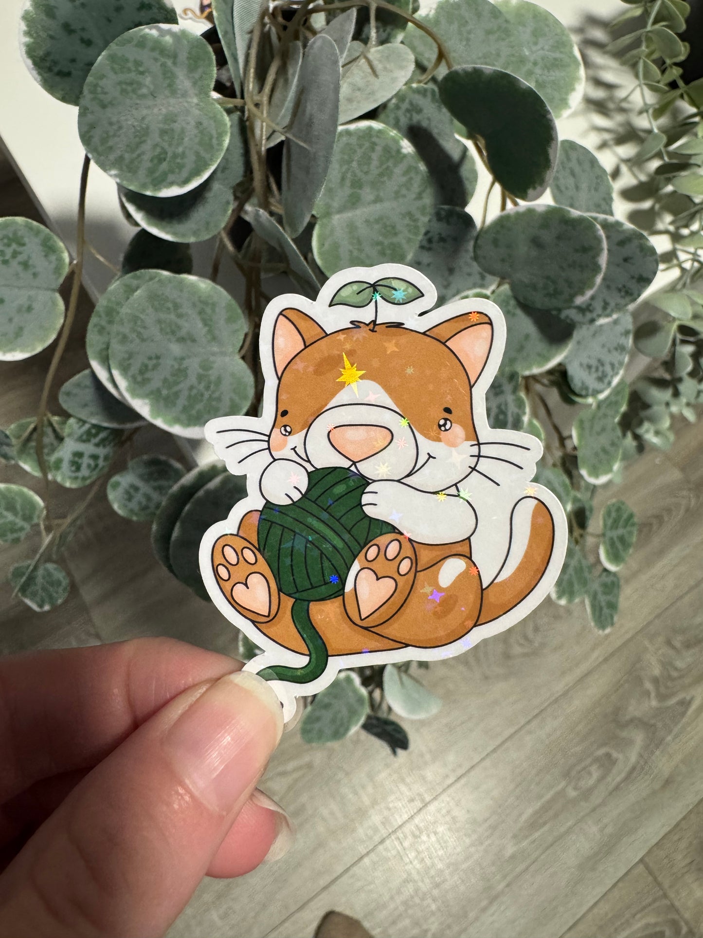 Sticker Katze Wollknäuel kawaii