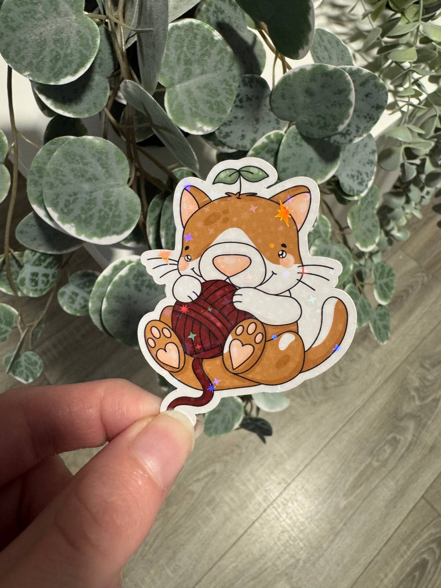 Sticker Katze Wollknäuel kawaii