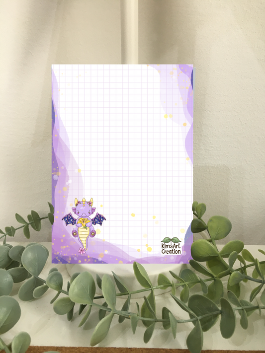 Notizblock Glitzerblumen Drache