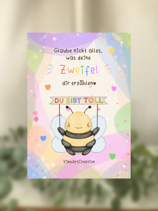 Karte Reminder Biene "Du bist toll"