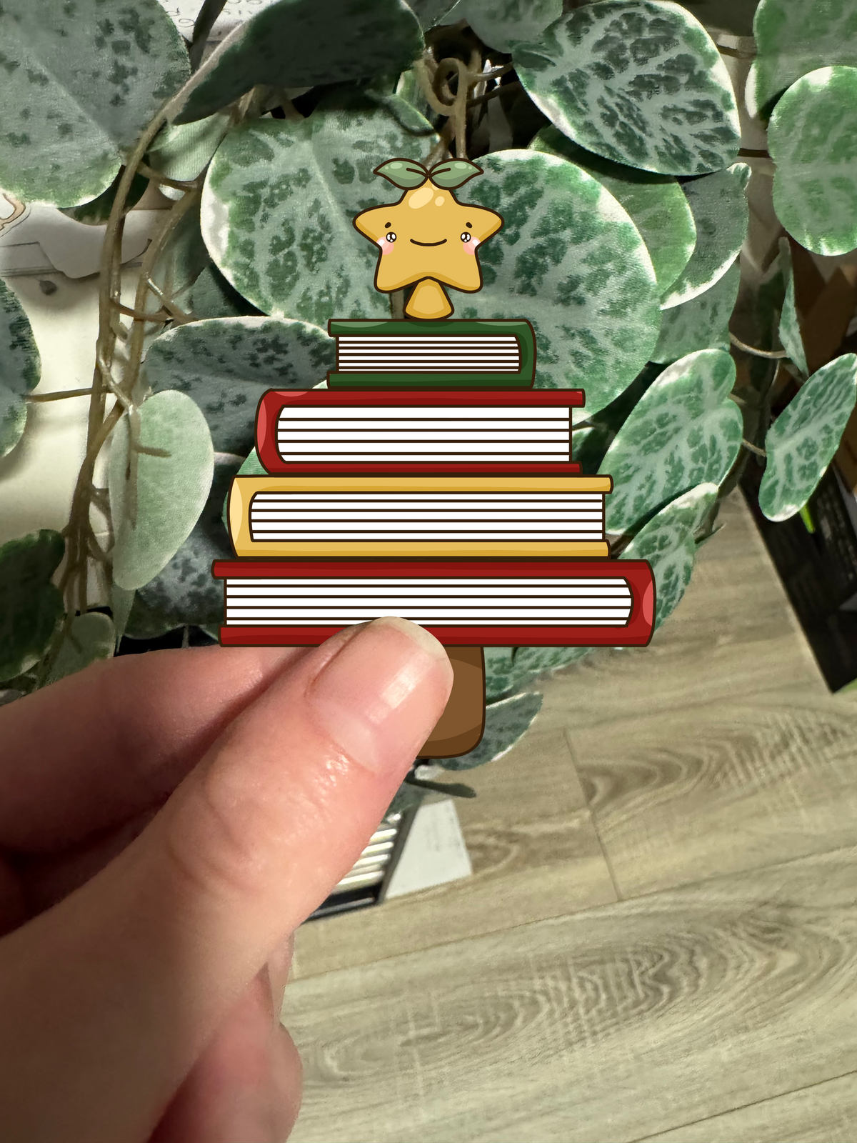 Sticker Weihnachten Bücher Baum kawaii Lesezeichen