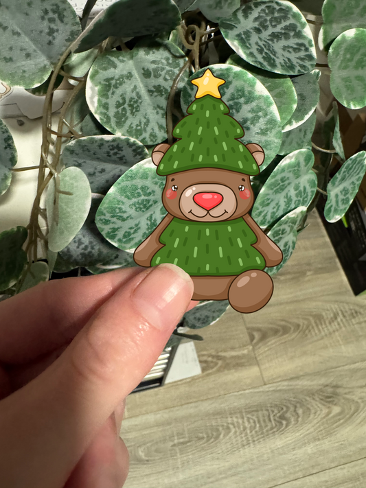 Sticker Weihnachten Bär Tannebaum kawaii Lesezeichen
