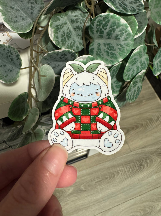 Sticker Weihnachten Yeti Pullover kawaii Lesezeichen