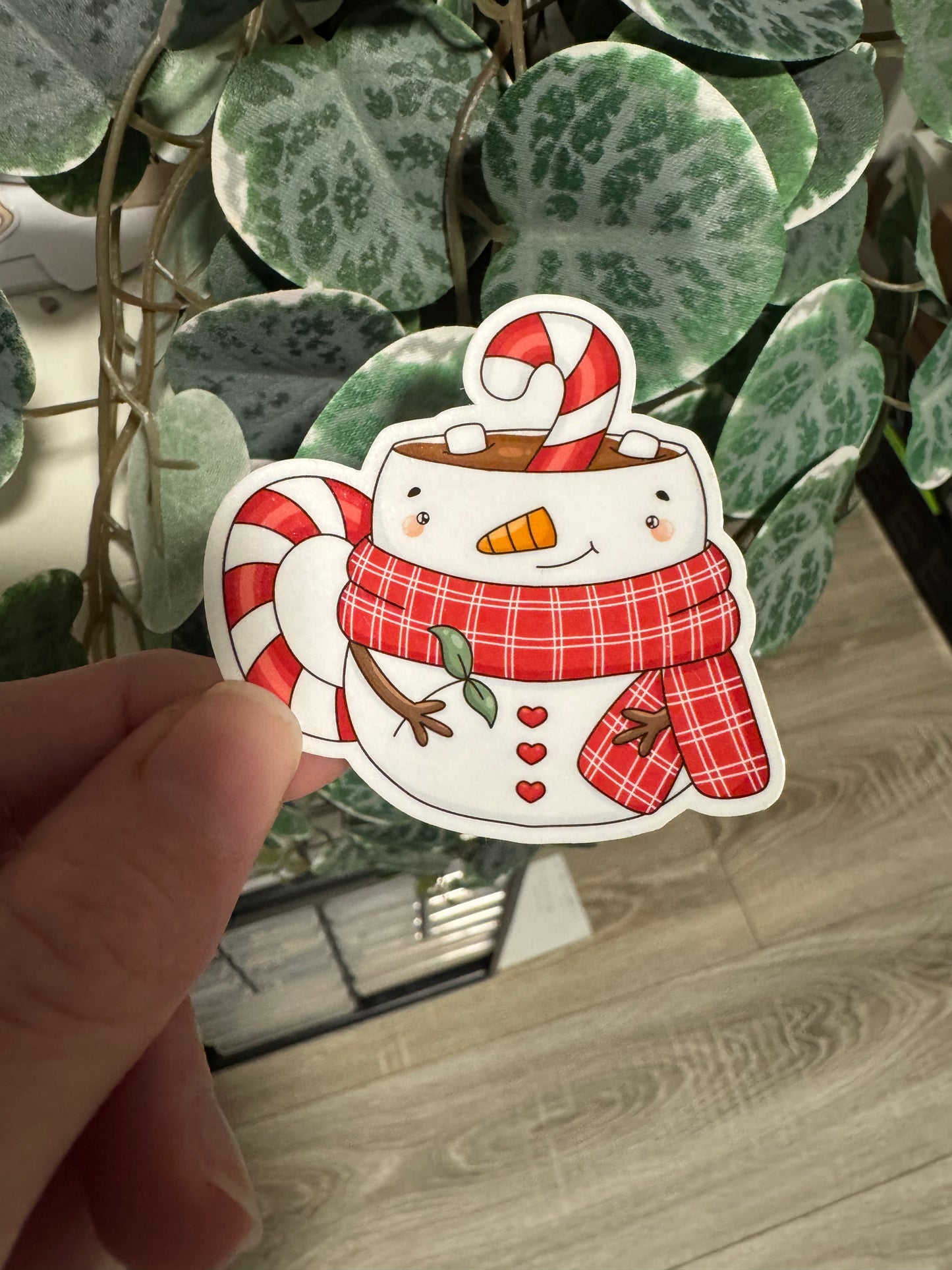 Sticker Weihnachten Tasse Schneemann kawaii Lesezeichen