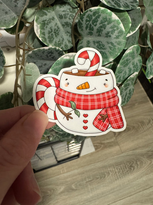 Sticker Weihnachten Tasse Schneemann kawaii Lesezeichen