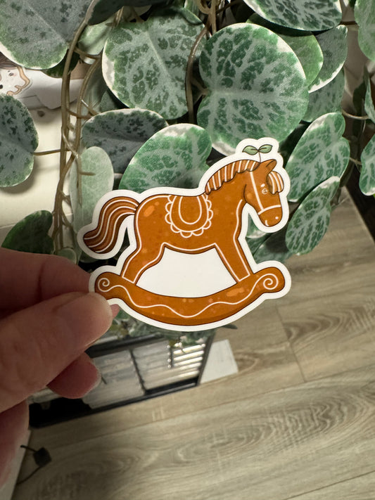 Sticker Weihnachten Schaukelpferd Keks kawaii Lesezeichen