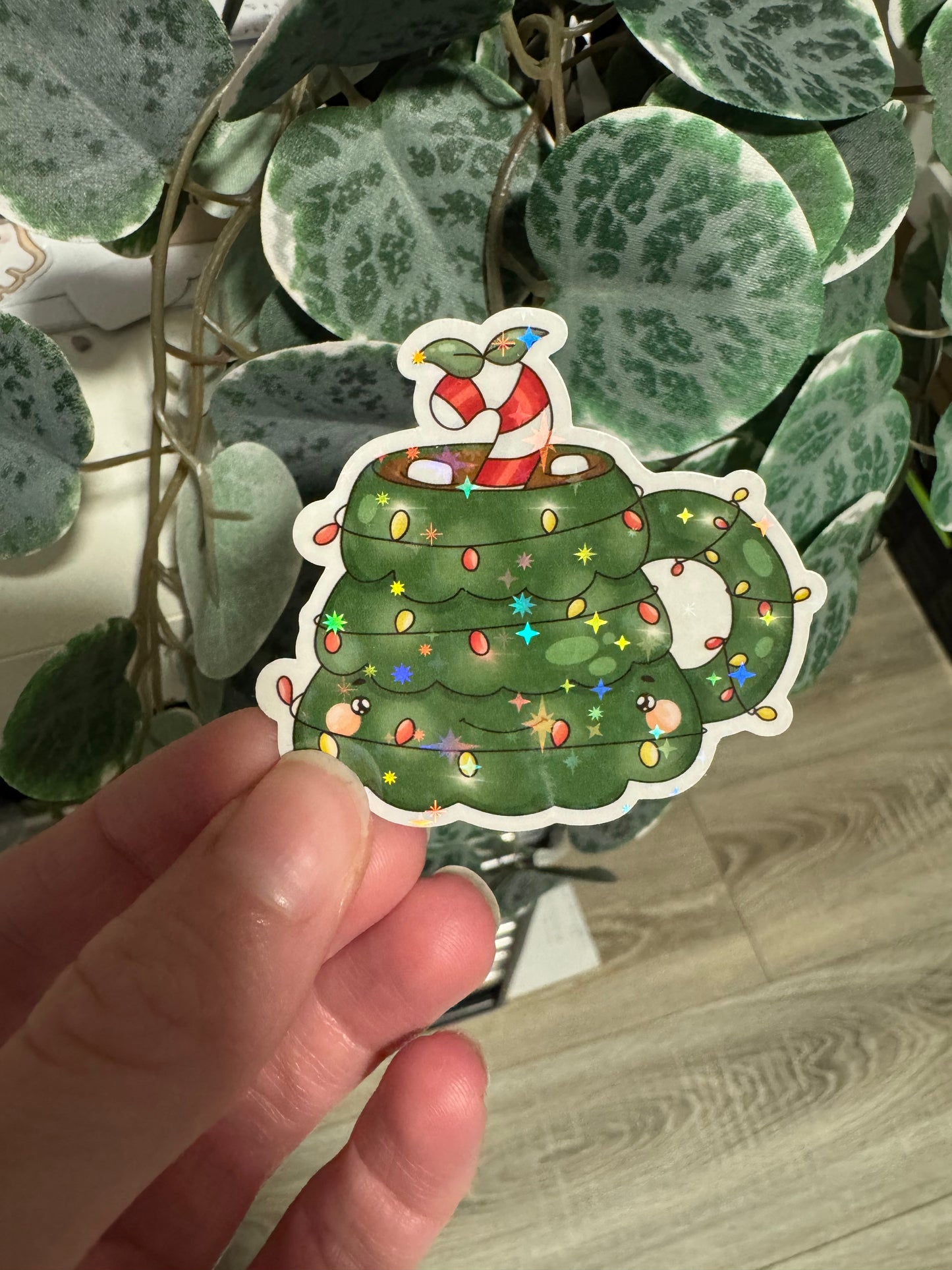 Sticker Weihnachten Tasse Tannebaum kawaii Lesezeichen