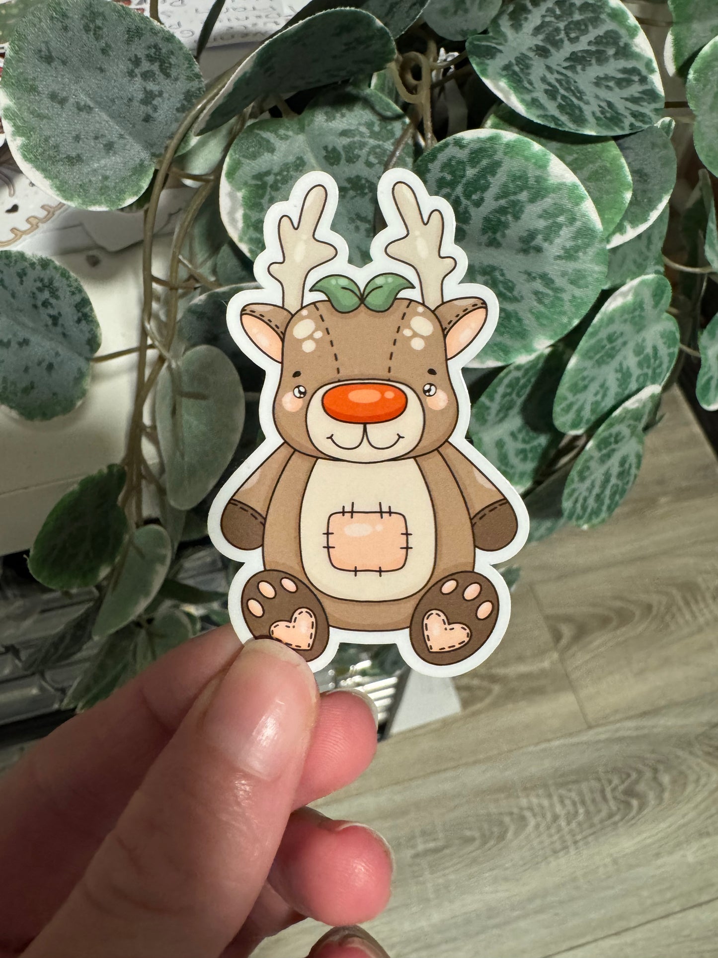 Sticker Rentier Kuscheltier kawaii Lesezeichen