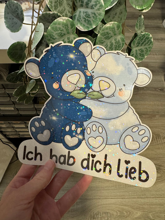 *GÜNSTIGER* XXL Sticker Bärchen Tag und Nacht Glitzer
