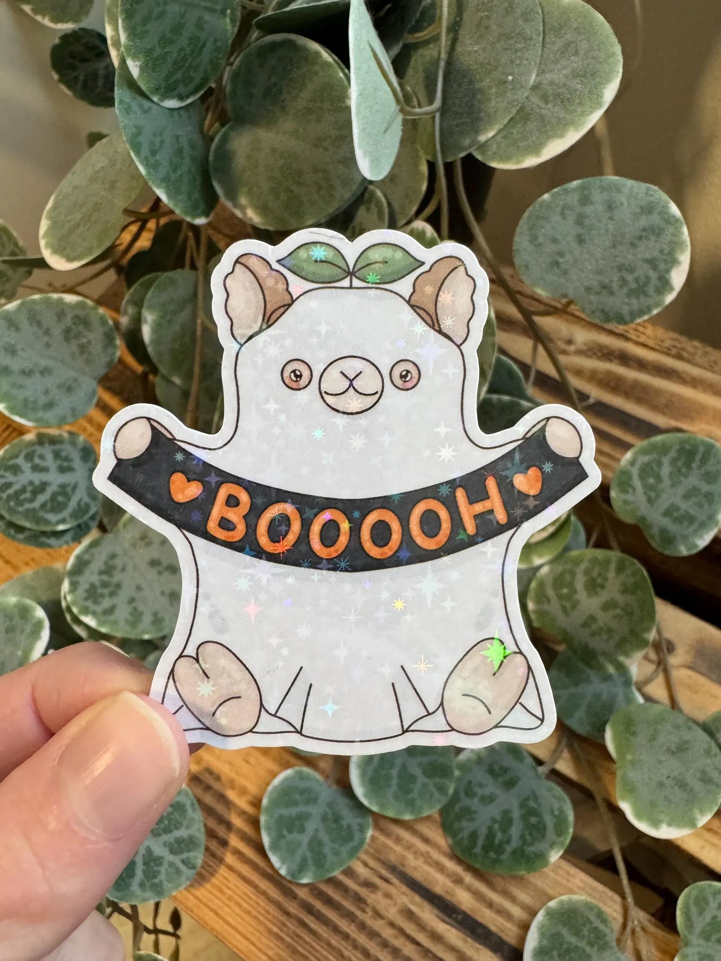 Sticker Halloween Alpaka Geist kawaii